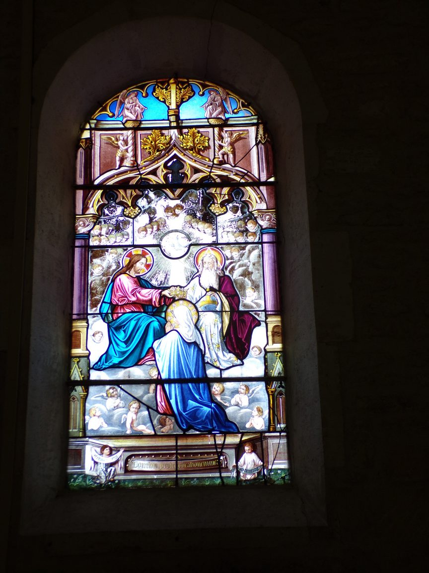 Salignac-sur-Charente - L'église Saint-Louis - Le vitrail 'Domina...' (27 juin 2018)