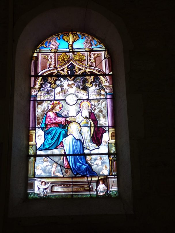 Salignac-sur-Charente - L'église Saint-Louis - Le vitrail 'Domina...' (27 juin 2018)