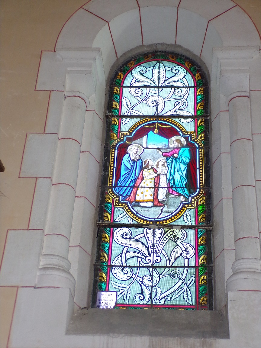 Sainte-Sévère - L'église Saint Augustin - Le vitrail 'F. Lagrange (23 juillet 2018)