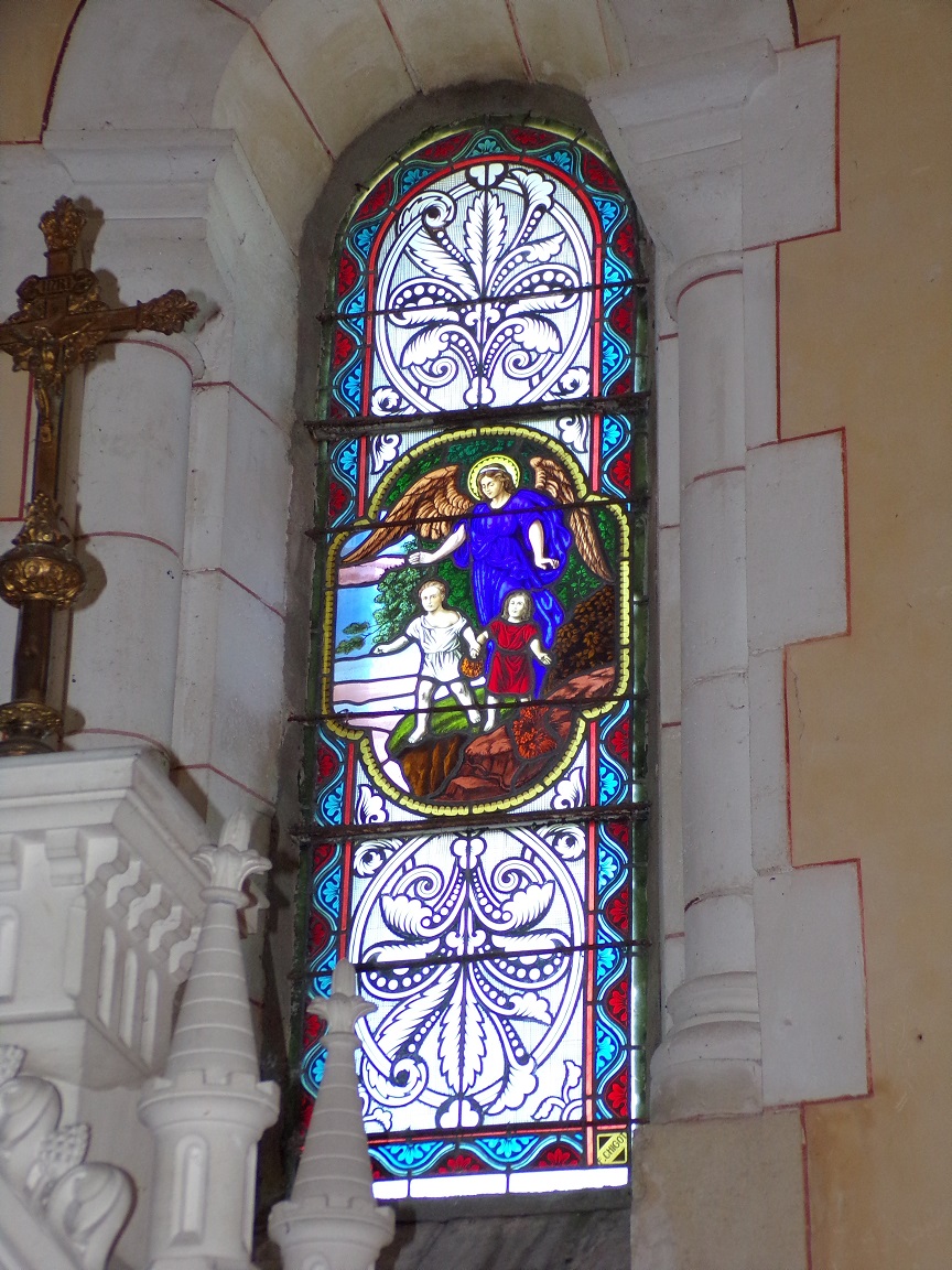 Sainte-Sévère - L'église Saint Augustin - Le vitrail 'F. CHIGOT' (23 juillet 2018)